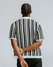 Laden Sie das Bild in den Galerie-Viewer, Wax London - Porto Crochet Knitted Shirt - Ecru And Black Stripe Hemden Wax London