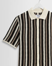 Laden Sie das Bild in den Galerie-Viewer, Wax London - Porto Crochet Knitted Shirt - Ecru And Black Stripe Hemden Wax London