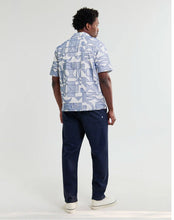 Laden Sie das Bild in den Galerie-Viewer, Wax London - Didcot - Ecru And Blue Geometric Embroidered Short-Sleeve Shirt Hemden Wax London