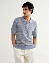 Laden Sie das Bild in den Galerie-Viewer, Wax London - Naples Knitted Polo - Light Blue Mini Geometric Hemden Wax London