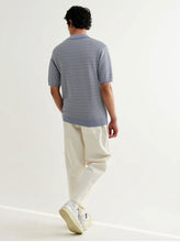 Laden Sie das Bild in den Galerie-Viewer, Wax London - Naples Knitted Polo - Light Blue Mini Geometric Hemden Wax London