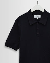Laden Sie das Bild in den Galerie-Viewer, Wax London - Naples Knitted Polo - Navy Retro Diamond Hemden Wax London