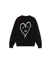 Laden Sie das Bild in den Galerie-Viewer, Thinking MU - Khem Heart Knit Sweater - Black Sweatshirts Thinking MU