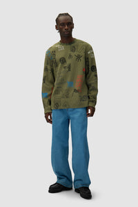 Arte Antwerp - Allover Waffle Longsleeve - Green Longsleeves Arte Antwerp