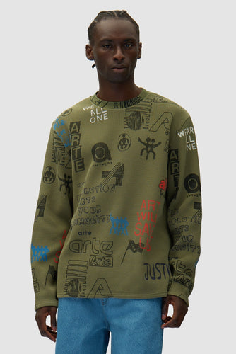 Arte Antwerp - Allover Waffle Longsleeve - Green Longsleeves Arte Antwerp