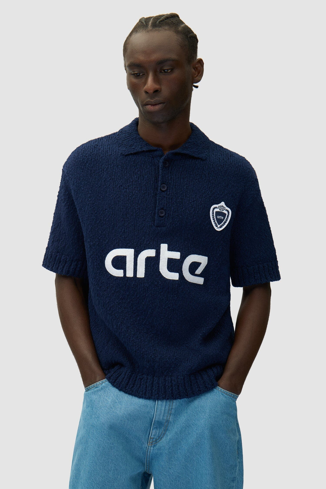 Arte Antwerp - Football Knit Shirt - Blue T-Shirts Arte Antwerp