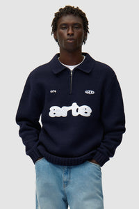 Arte Antwerp - Polo Sweatshirt - Navy Pullover Arte Antwerp