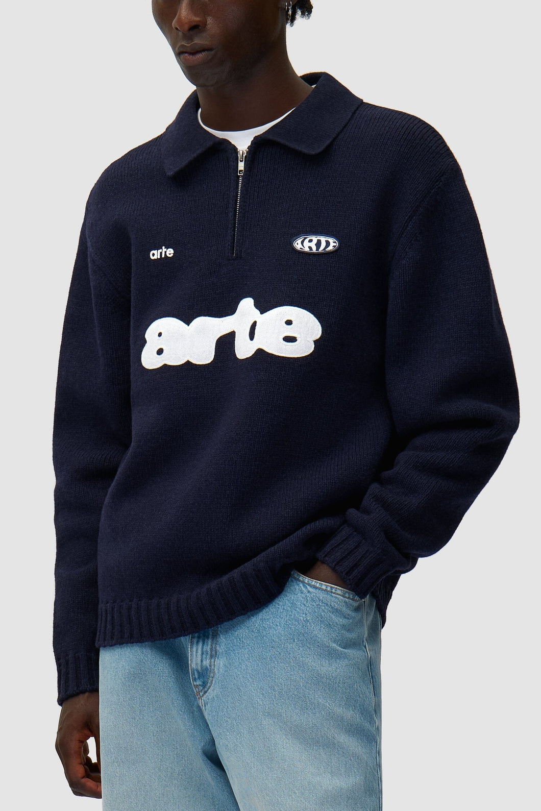 Arte Antwerp - Polo Sweatshirt - Navy Pullover Arte Antwerp