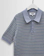 Laden Sie das Bild in den Galerie-Viewer, Wax London - Naples Knitted Polo - Light Blue Mini Geometric Hemden Wax London
