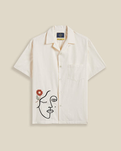 Portuguese Flannel - Embroidery Face Shirt - Cream Hemden Portuguese Flannel