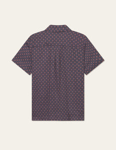Les Deux - Foulard AOP SS Shirt - Dark Navy Hemden Les Deux