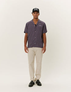 Les Deux - Foulard AOP SS Shirt - Dark Navy Hemden Les Deux