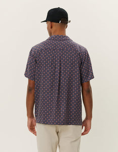 Les Deux - Foulard AOP SS Shirt - Dark Navy Hemden Les Deux