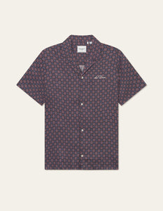 Les Deux - Foulard AOP SS Shirt - Dark Navy Hemden Les Deux