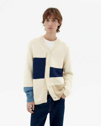 Thinking MU - Nico Knit Cardigan - Multicolor Ivory Sweatshirts Thinking MU