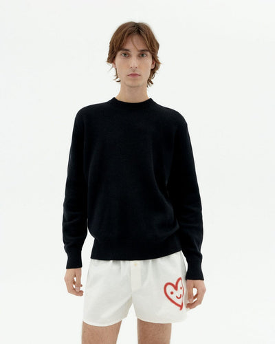 Thinking MU - Khem Heart Knit Sweater - Black Sweatshirts Thinking MU