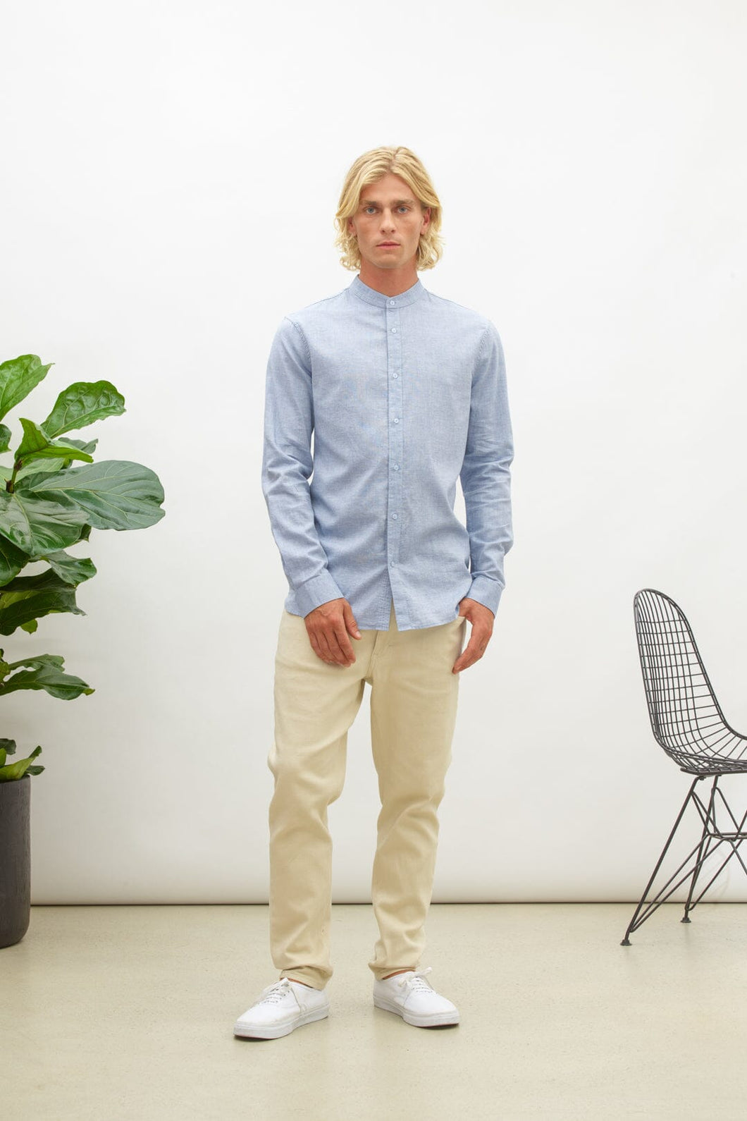 Nowadays - Oxford Melange - Zen Blue Hemden Nowadays
