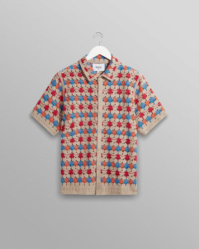 Wax London - Porto Shirt Ecru Splash Crochet Hemden Wax London