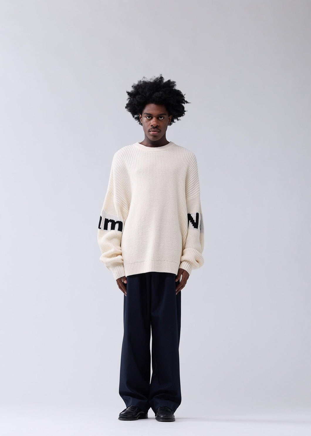 New Amsterdam - Name Crew Knit - Ecru/Black Pullover New Amsterdam
