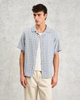 Wax London - Didcot Shirt - Blue Hemden Wax London