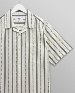 Wax London - Didcot Shirt - Ecru Fleck Striped Hemden Wax London