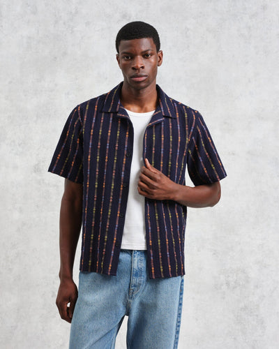 Wax London - Didcot Shirt - Navy Stripe Hemden Wax London