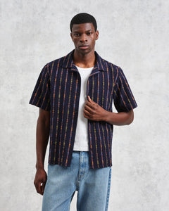 Wax London - Didcot Shirt - Navy Stripe Hemden Wax London