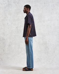 Wax London - Didcot Shirt - Navy Stripe Hemden Wax London