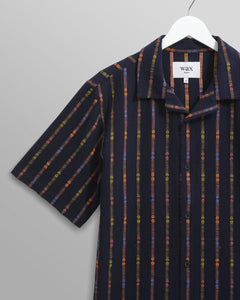 Wax London - Didcot Shirt - Navy Stripe Hemden Wax London