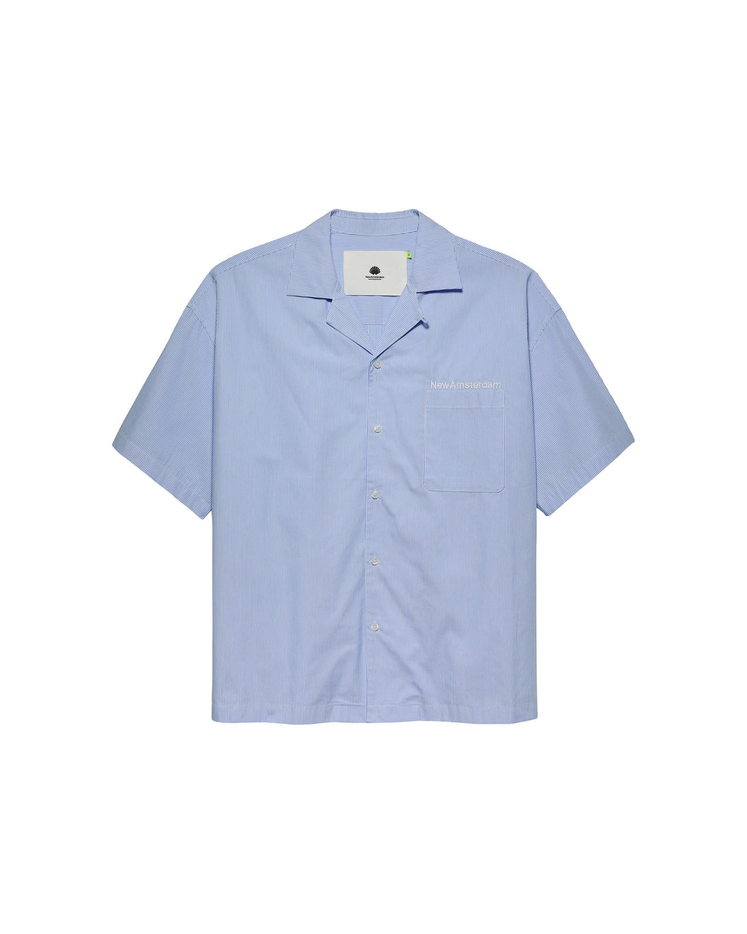 New Amsterdam - Wijk Shirt - White/Blue Stripes Hemden New Amsterdam