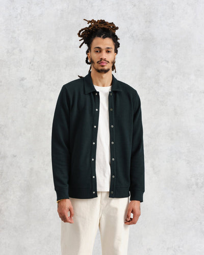Wax London - Hays Waffle Overshirt - Dark Green Hemden Wax London