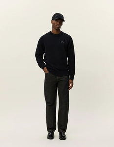 Les Deux - Gary Patch Crewneck Knit - Black Sweatshirts Les Deux