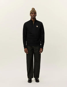 Les Deux - Felipe Patch Half-Zip Sweatshirt - Black Sweatshirts Les Deux