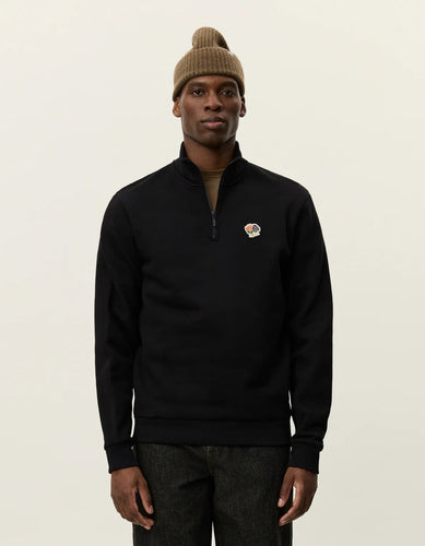 Les Deux - Felipe Patch Half-Zip Sweatshirt - Black Sweatshirts Les Deux