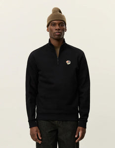 Les Deux - Felipe Patch Half-Zip Sweatshirt - Black Sweatshirts Les Deux