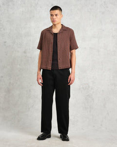 Wax London - Lido Dobby Shirt - Brown Hemden Wax London