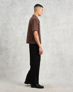 Wax London - Lido Dobby Shirt - Brown Hemden Wax London