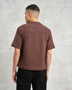 Wax London - Lido Dobby Shirt - Brown Hemden Wax London