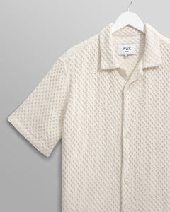 Wax London - Lido Dobby Shirt - Ecru Hemden Wax London
