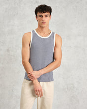 Laden Sie das Bild in den Galerie-Viewer, Wax London - Montague Ribbed Vest - Blue/Ecru Striped T-Shirts Wax London
