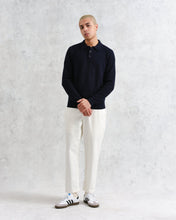 Laden Sie das Bild in den Galerie-Viewer, Wax London - Oban Knitted Long Sleeve Polo Shirt - Navy Pullover Wax London
