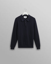 Laden Sie das Bild in den Galerie-Viewer, Wax London - Oban Knitted Long Sleeve Polo Shirt - Navy Pullover Wax London
