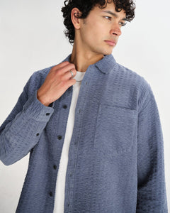 Wax London - Shelly Seersucker Corduroy Hemd - Blue Hemden Wax London