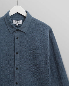 Wax London - Shelly Seersucker Corduroy Hemd - Blue Hemden Wax London