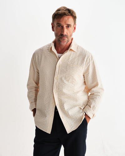 Wax London - Shelly Seersucker Corduroy Hemd - Stone Hemden Wax London