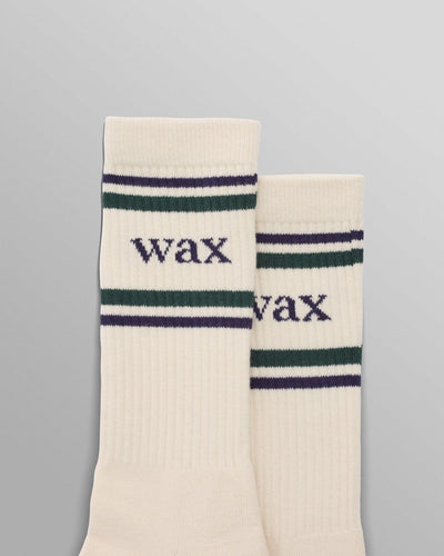 Wax London - Thorpe Branded Stripe Sports Sock - Ecru And Navy Accessoires Wax London