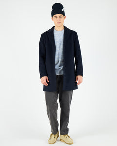 Wemoto - Corbyn Wool Felt Coat - Navy Blue Jacken Wemoto