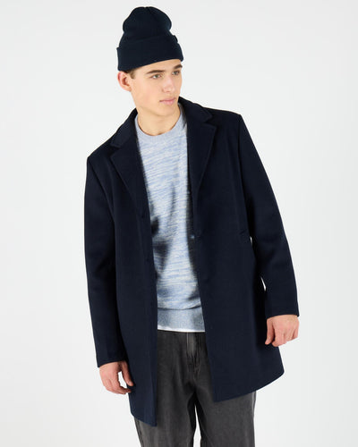 Wemoto - Corbyn Wool Felt Coat - Navy Blue Jacken Wemoto