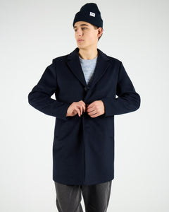 Wemoto - Corbyn Wool Felt Coat - Navy Blue Jacken Wemoto