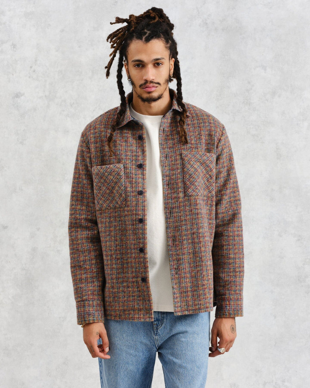 Wax London - Whiting Mini Check Overshirt - Multicolour Hemden Wax London